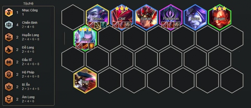 Cuối game với Yasuo và Bard trong đội hình Yone Chiến Binh Hoàn thiện đội hình với Yasuo và Bard