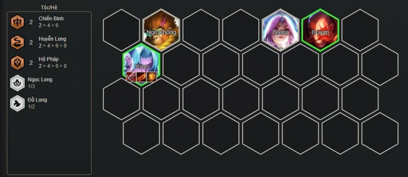 Giai đoạn đầu game đội hình Yone Chiến Binh Khởi đầu với Hộ Pháp và Chiến Binh
