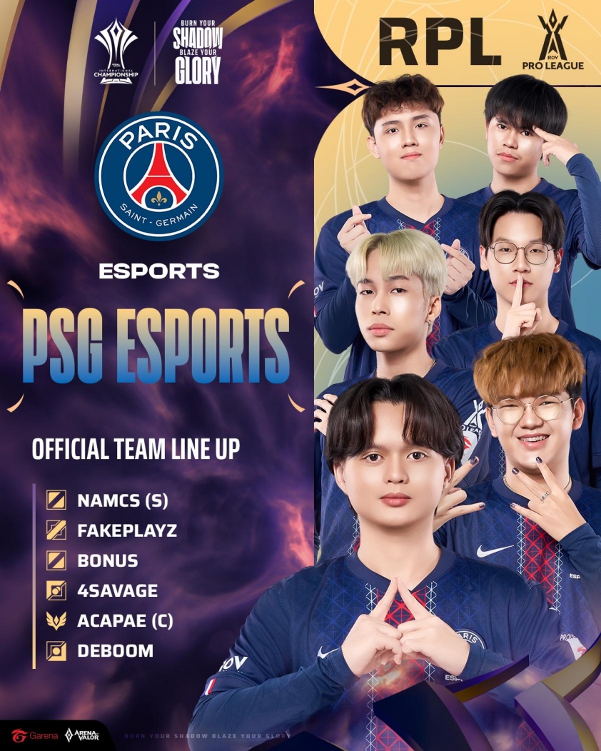 Danh sách đội tuyển tham dự AIC 2025 Liên Quân Mobile PSG Esports