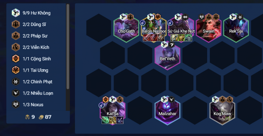 Đội hình Hư Không cuối game Rush cấp 10 mở khóa Baron Nashor