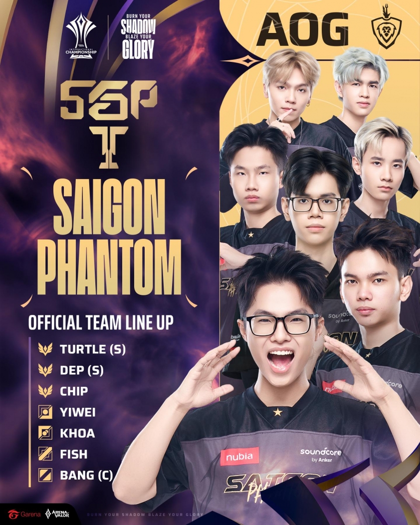 Danh sách đội tuyển tham dự AIC 2025 Liên Quân Mobile Saigon Phantom