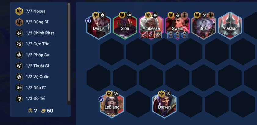 Giai đoạn giữa game với Ambessa Noxus Giữa game đội hình Ambessa Noxus