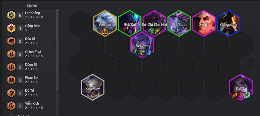 Cuối game đội hình Hư Không Fast 9 Giai đoạn cuối với Kai'Sa và Volibear