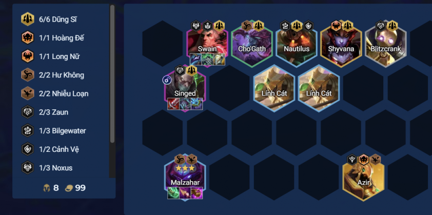 Bố trí đội hình Dũng Sĩ cơ bản