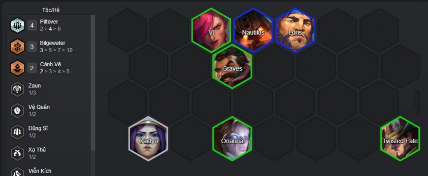 Giữa game đội hình T-Hex Xạ Thủ Mốc 4 Piltover, slowroll nâng cấp Graves và Nautilus
