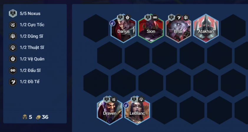 Giai đoạn đầu game với Ambessa Noxus Đầu game đội hình Ambessa Noxus